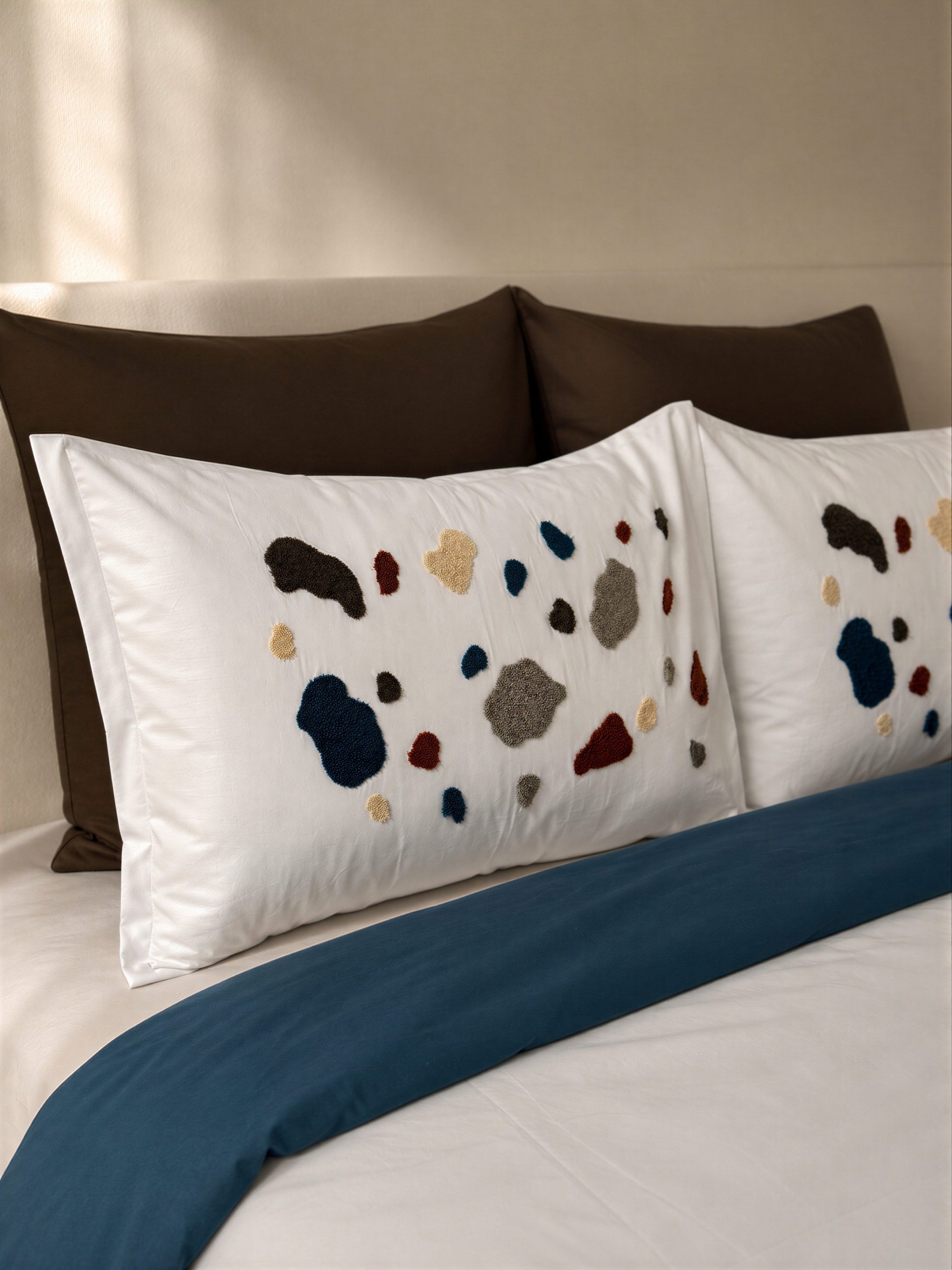 BENETTON Stone % 100 Pamuk Akfil Çift Kişilik Nakışlı Nevresim Takımı / Kahve
