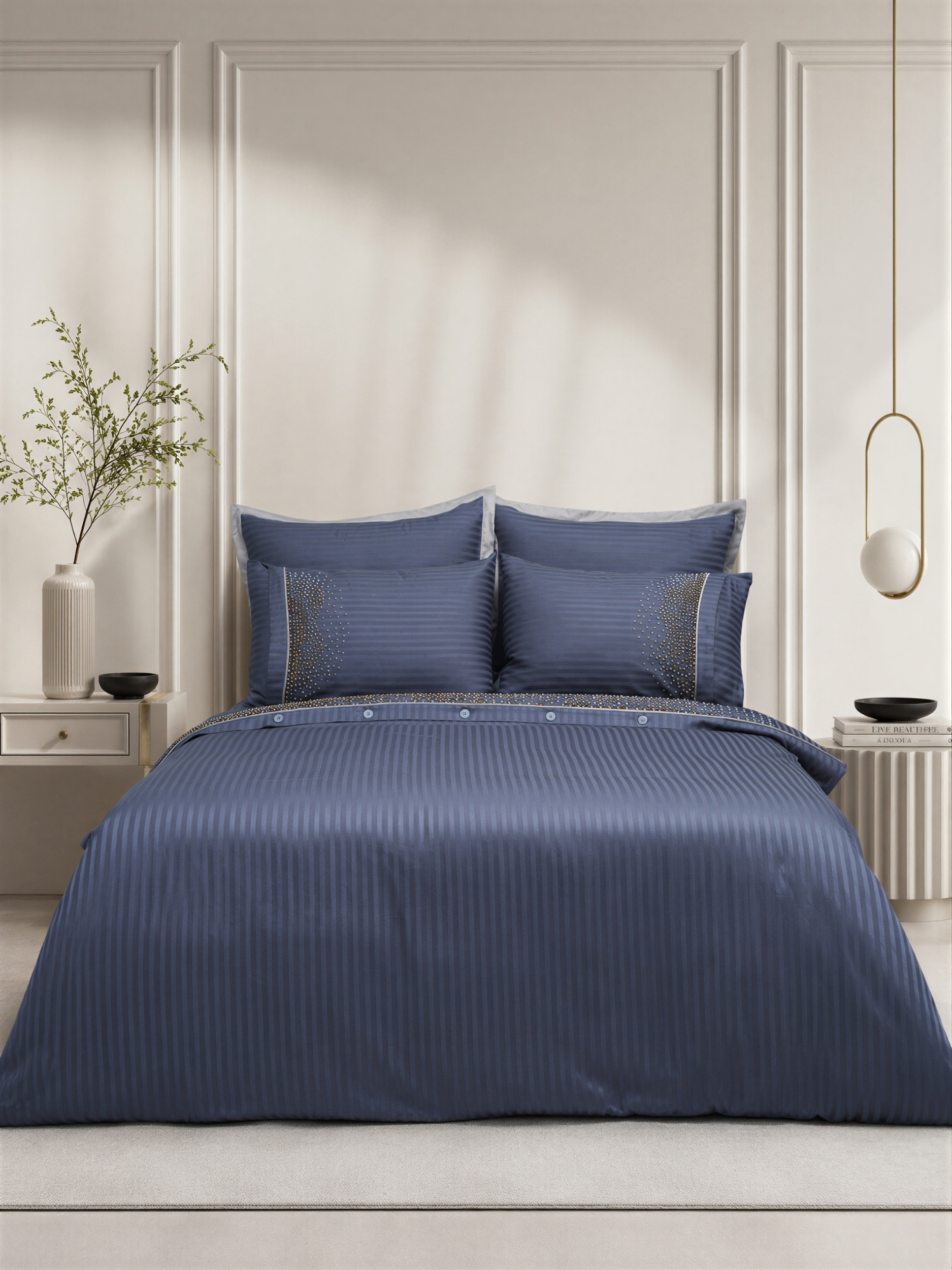 POINT SILK % 100 Pamuk Saten Çift Kişilik Nevresim Takımı /Antrasit